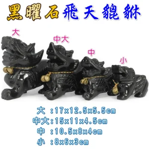 【黑曜石飛天貔貅一對+加贈五帝錢*2+銅鈴*4+木座*1+供杯*1】開光/擇日